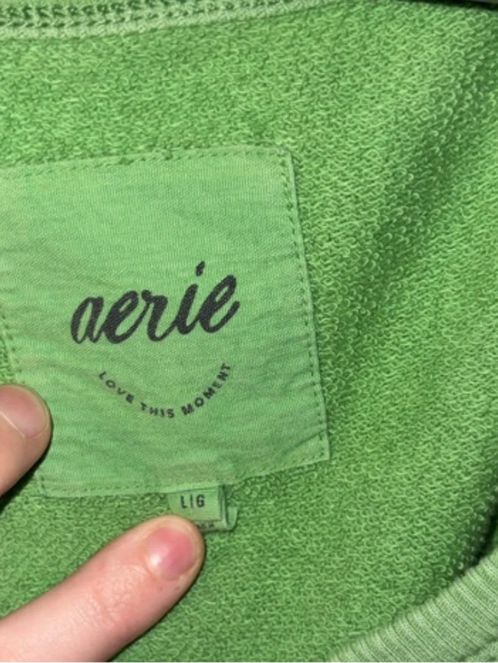 aerie Lime Green Terry Pullover - Picture 2 of 2